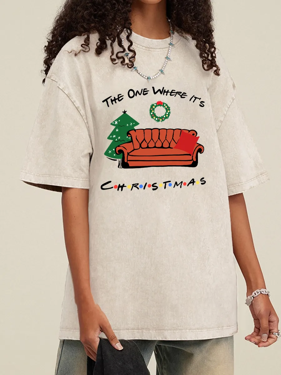 Vintage The One Where It's Christmas Washed T-Shirt