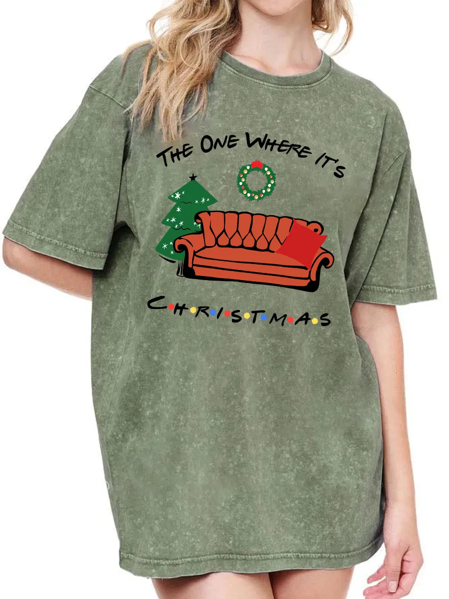 Vintage The One Where It's Christmas Washed T-Shirt