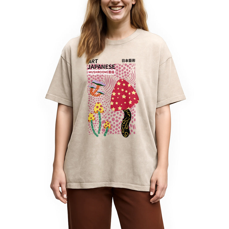 Japanese Art Mushroom Vintage Washed T-Shirt
