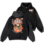 Daruma Ramen Vintage Washed Cotton Back Art Hoodie
