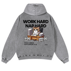 Cat Vintage Washed Cotton Back Art Hoodie
