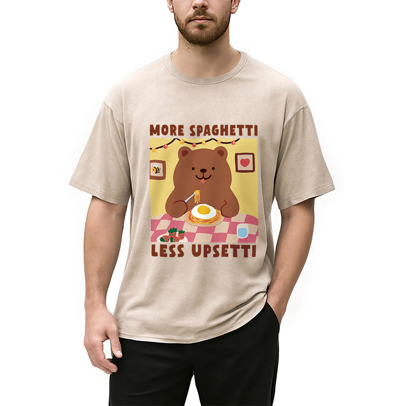 Bear Eating Spaghetti Washed T-Shirt