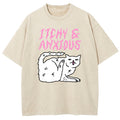 Itchy & Anxious White Cat Washed T-Shirt