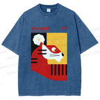 Unisex Bauhaus Red Tiger Printed Washed Tee