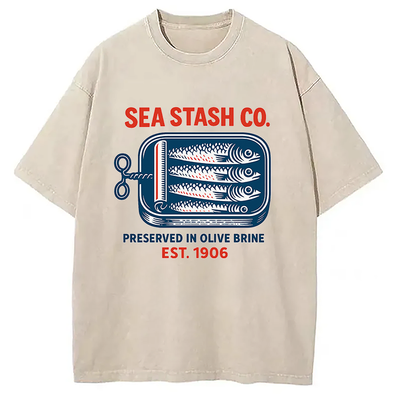 Funny Vintage Sardine Can Washed T-Shirt