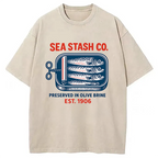 Funny Vintage Sardine Can Washed T-Shirt
