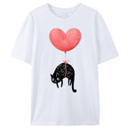 Black Cat And Heart Balloon Classic T-Shirt