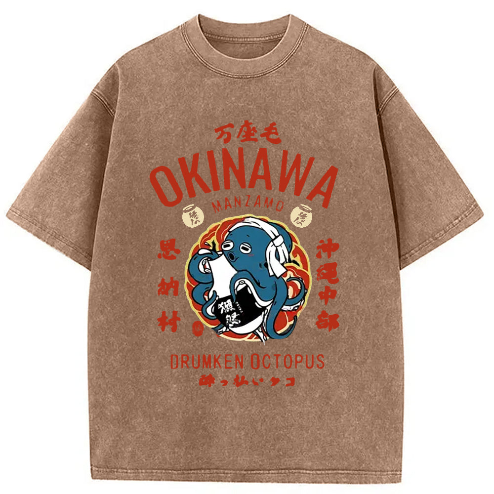 Okinawa Drunken Octopus Washed T-Shirt