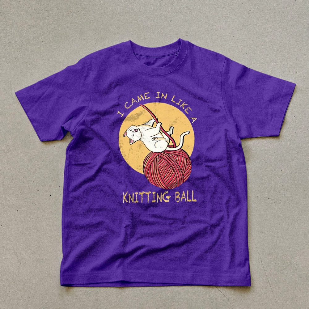 Wool Ball Cat Pattern Unisex Prints T-Shirt