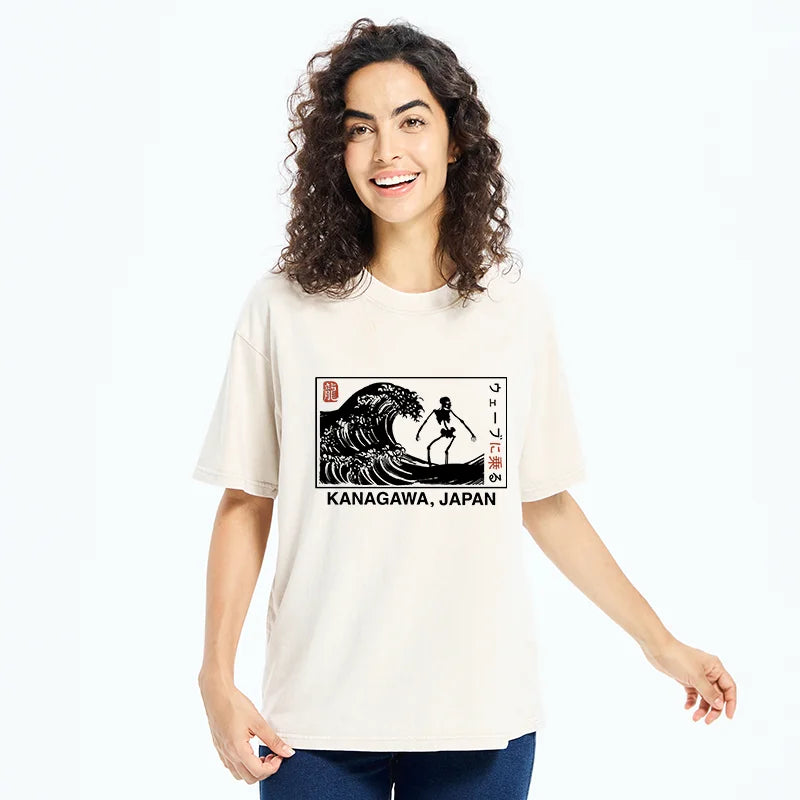 Skeleton Surfing Japan Washed T-Shirt