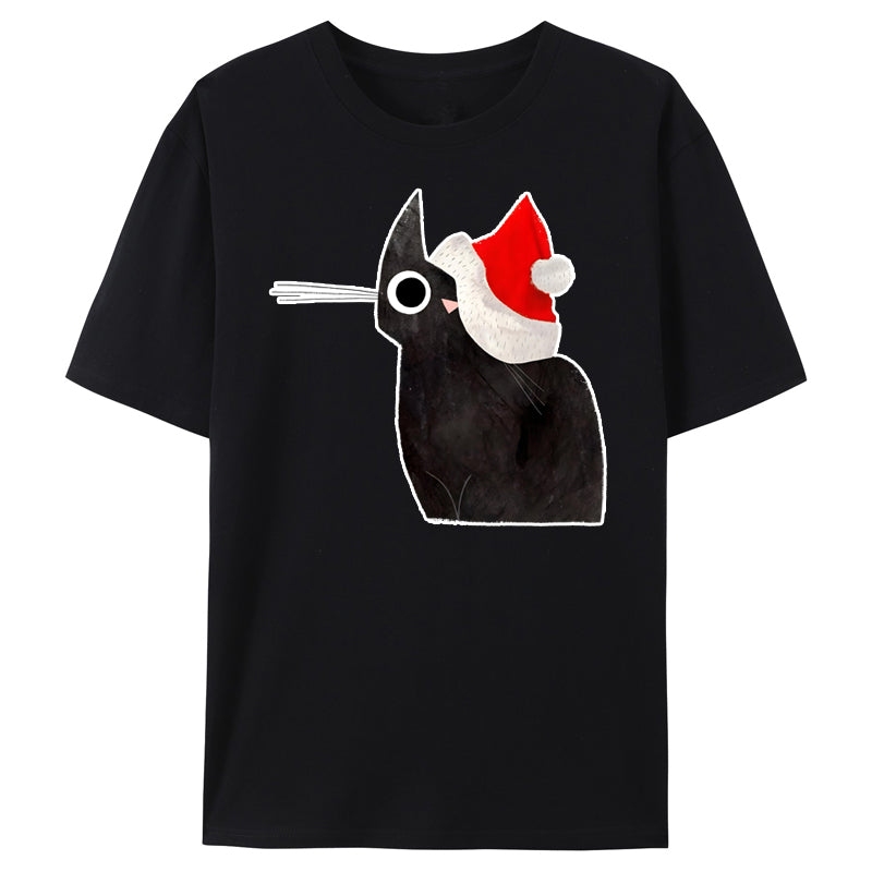 Black Cat and Santa Hat  Classic T-Shirt