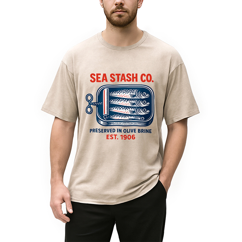 Funny Vintage Sardine Can Washed T-Shirt
