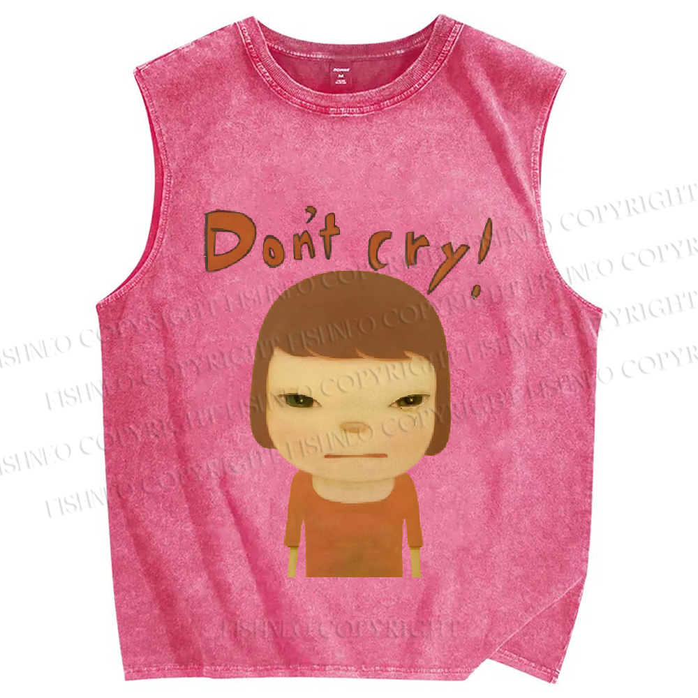 Unisex Japanese Art Yoshitomo Nara Crying Printed Washed Tank Top