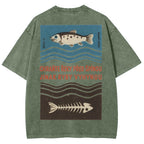 Fish And Fish Bone Washed Vintage Short Sleeves T-Shirt