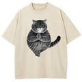 Cute Yoga Cat Art Print Washed T-Shirt