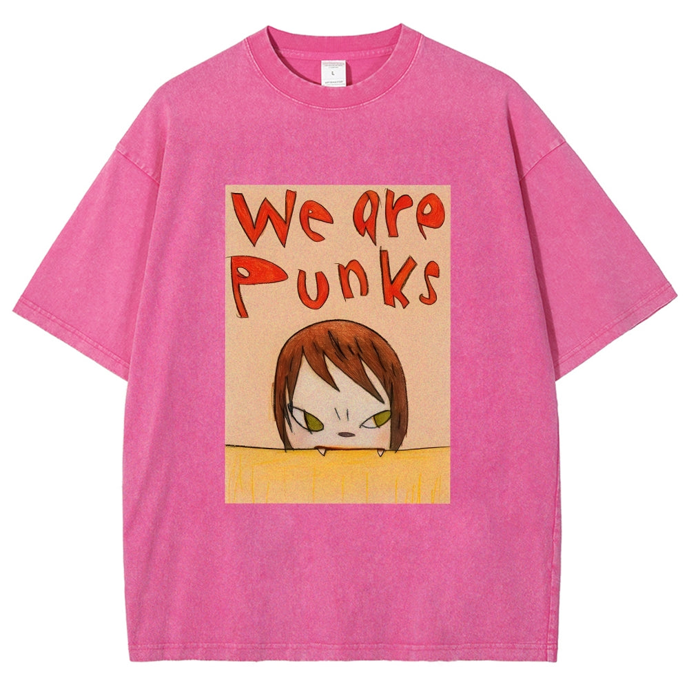 Yoshitomo Nara We Are Punks Vintage Wash Japanese Design T-Shirt