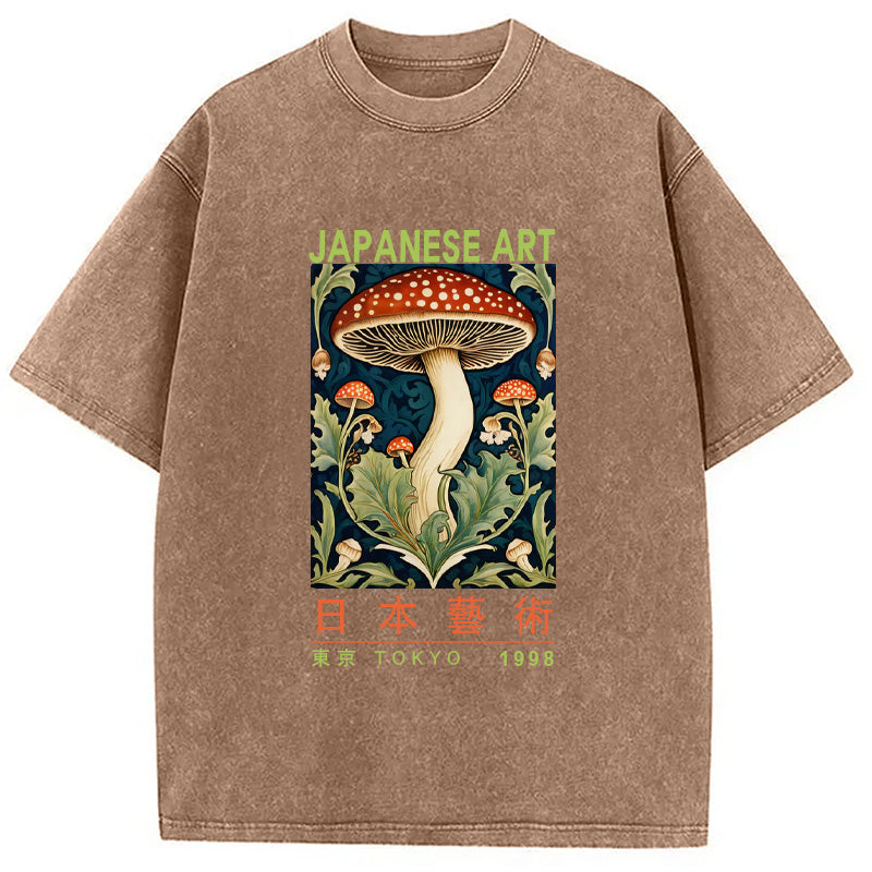 Japanese Art Mushroom Vintage Washed T-Shirt