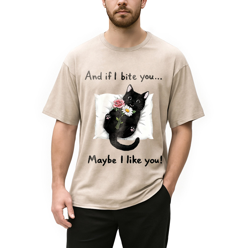 Cat's Expression Of Love Washed T-Shirt