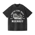 Mini Fire Truck Vintage Wash Japanese Design T-Shirt