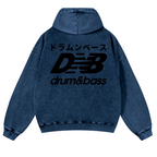 Drum and Bass Vintage Washed Cotton Back Art Hoodie