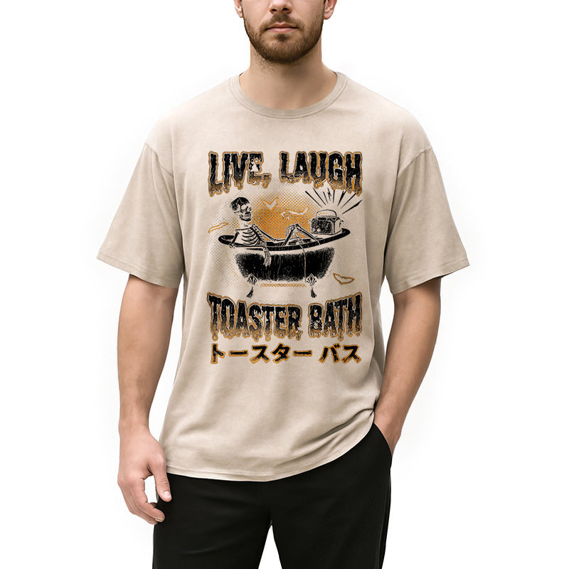 Skeleton Taking A Bath Washed T-Shirt