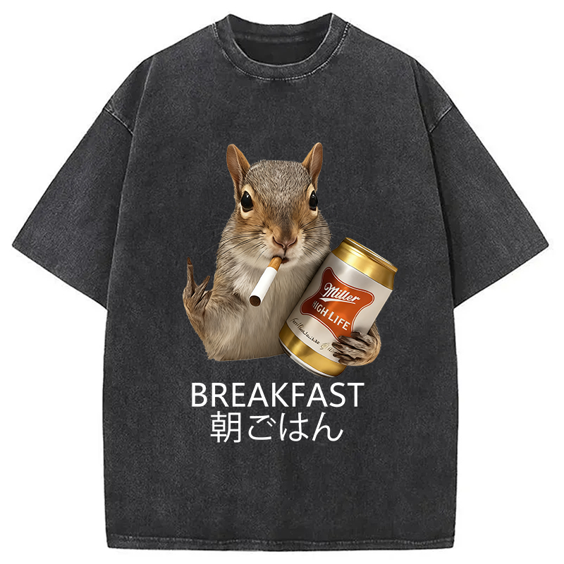Funny Breakfast Washed T-Shirt