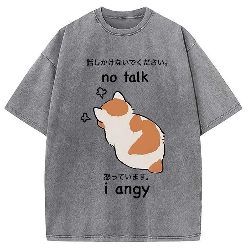 No Talk Me I'm Angy Cat Washed T-Shirt