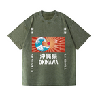 Okinawa Wave Vintage Wash Japanese Design T-Shirt