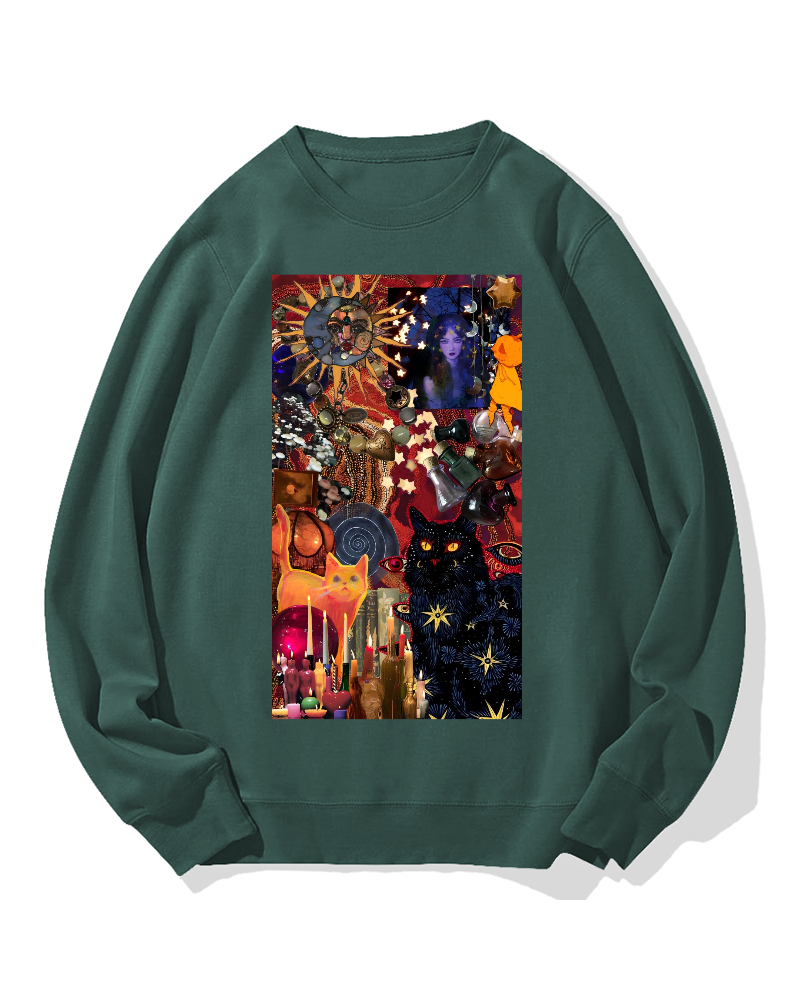 Mysterious Cat Cotton Sweatshirt