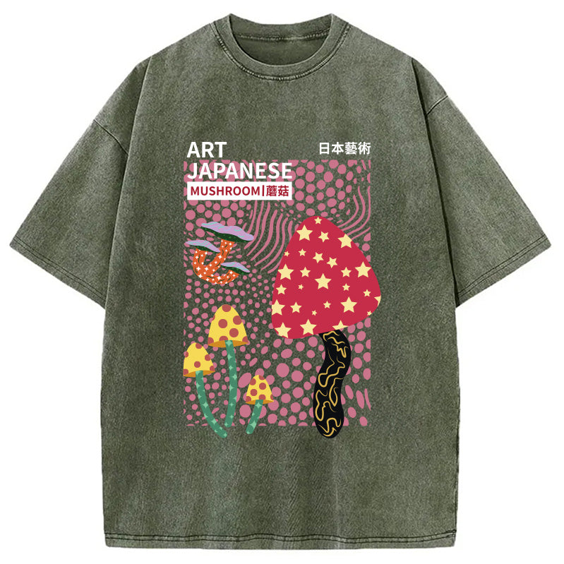 Japanese Art Mushroom Vintage Washed T-Shirt