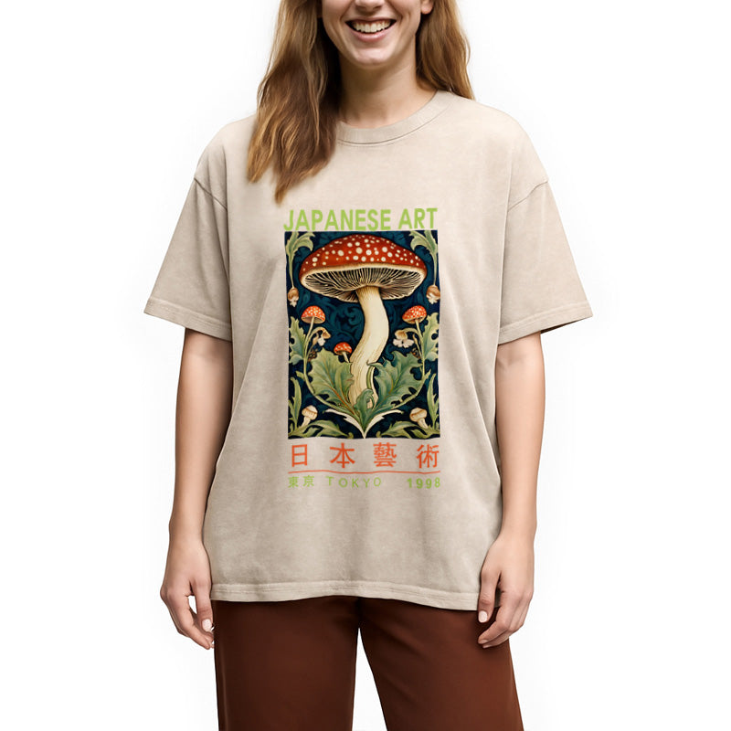 Japanese Art Mushroom Vintage Washed T-Shirt