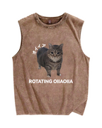 OIIA meme cat Vintage Distressed Washed Tank Top