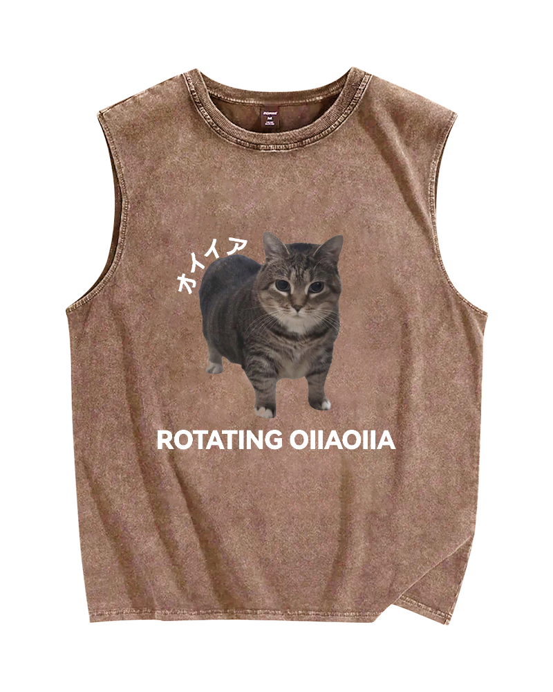 OIIA meme cat Vintage Distressed Washed Tank Top