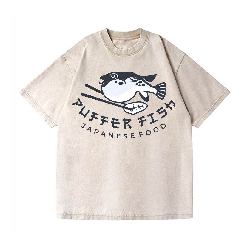 Puffer Fish Vintage Wash Japanese Design T-Shirt