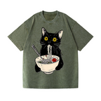 Ramen Cat Vintage Wash Japanese Design T-Shirt