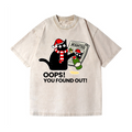 Cat Oops! You Found Out! Vintage Wash Japanese Design T-Shirt