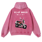 Motorcycle Bike Vintage Washed Cotton Back Art Hoodie