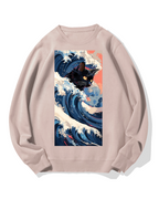 Cat of the Great Wave off Kanagawa Cotton Sweatshirt