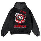 Daruma Vintage Washed Cotton Back Art Hoodie