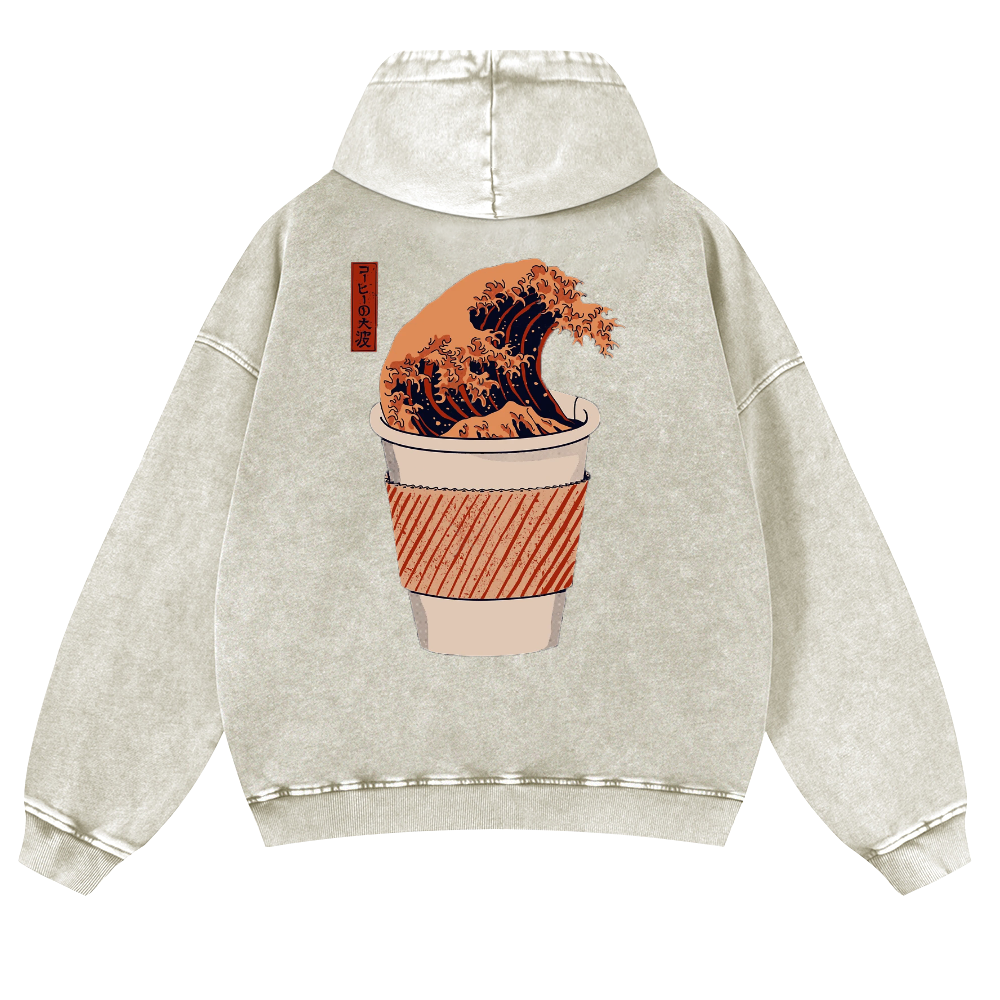 Wave Vintage Washed Cotton Back Art Hoodie