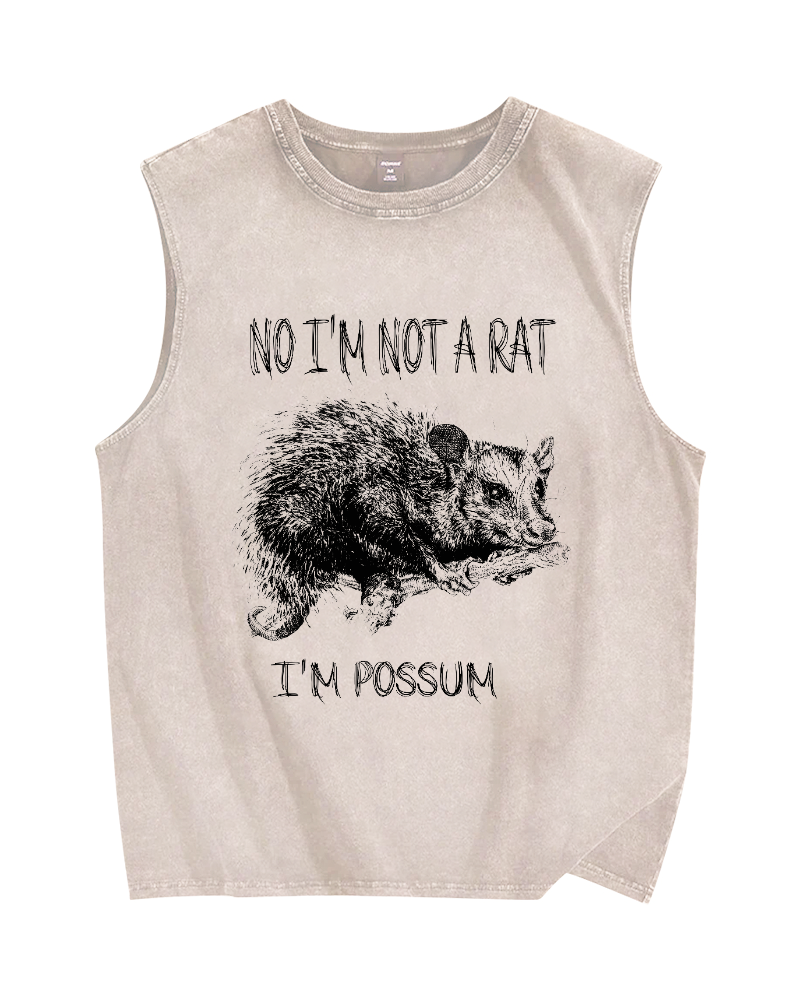 Possum Vintage Distressed Washed Tank Top