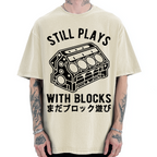Funny Still Plays With Blocks Vintage Washed T-shirt