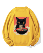 Cat eating ramen Cotton Sweatshirt