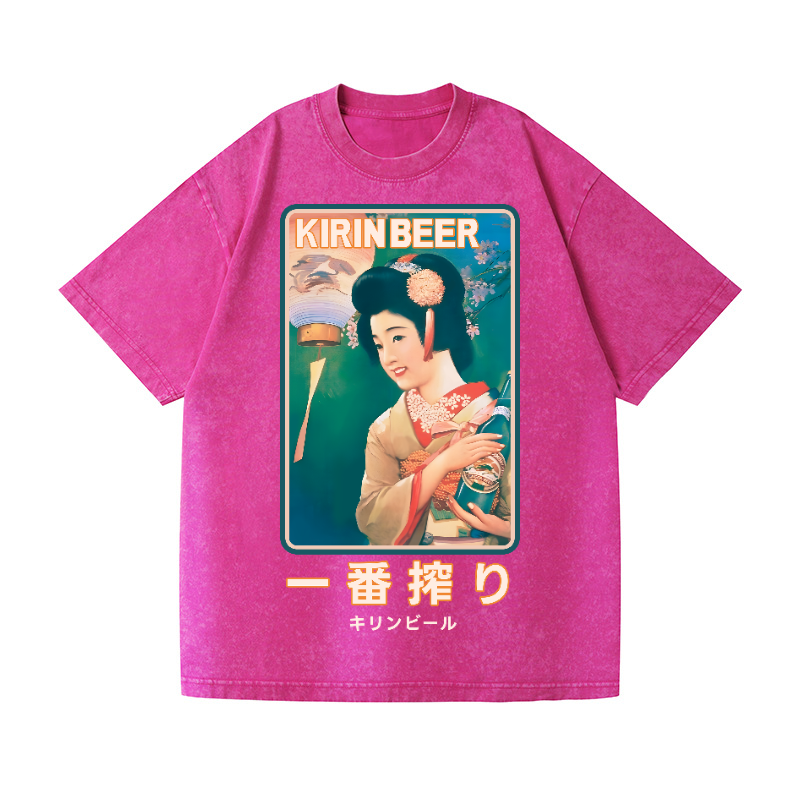 Kirin Beer Vintage Wash Japanese Design T-Shirt