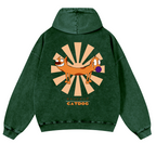 Catdog Vintage Washed Cotton Back Art Hoodie