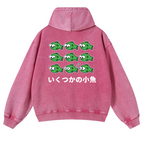 Fish Vintage Washed Cotton Back Art Hoodie