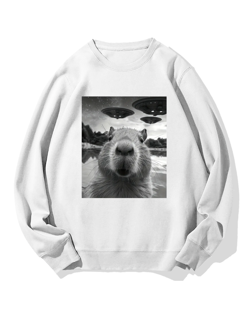 UFO and Capybara Cotton Sweatshirt