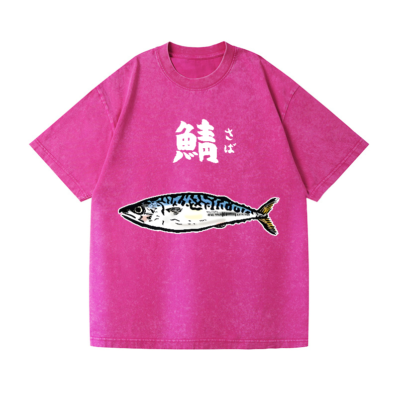 Mackerel Vintage Wash Japanese Design T-Shirt