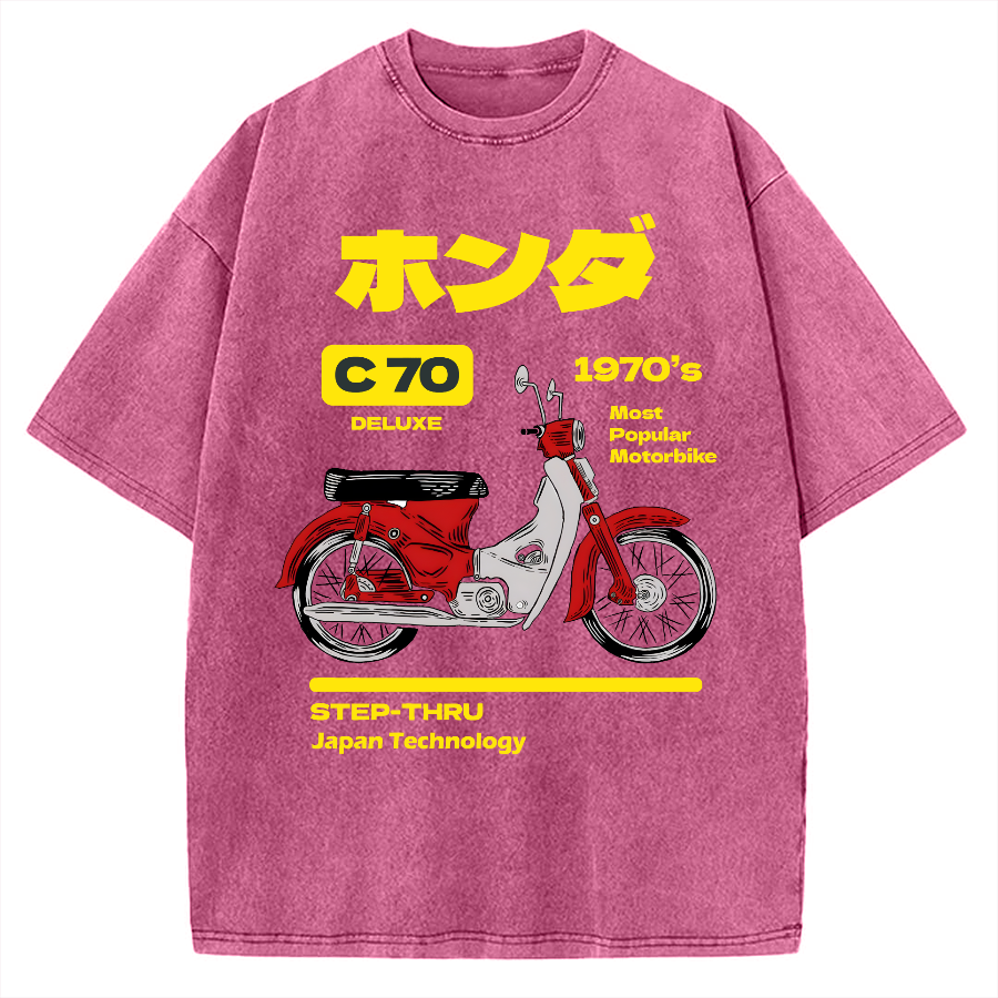 C70 Retro Motorcycle Vintage Washed T-shirt