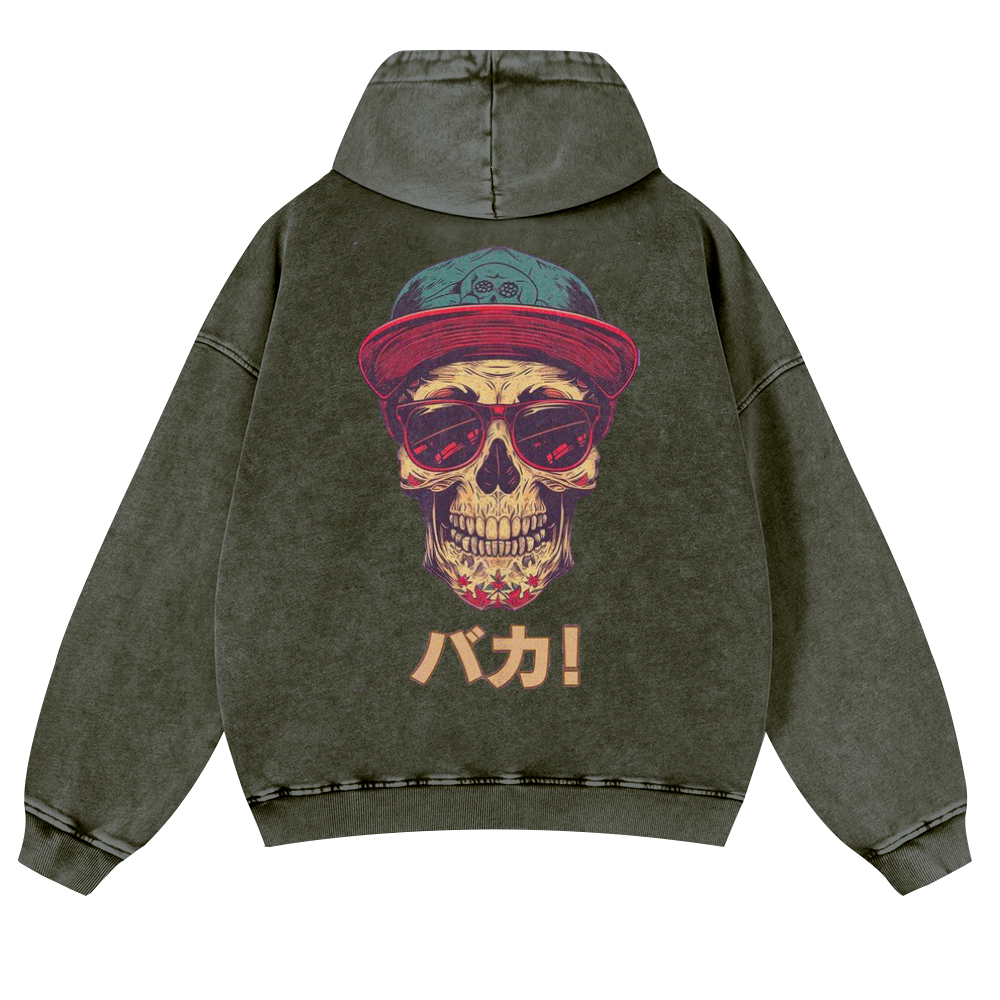 Skull Vintage Washed Cotton Back Art Hoodie